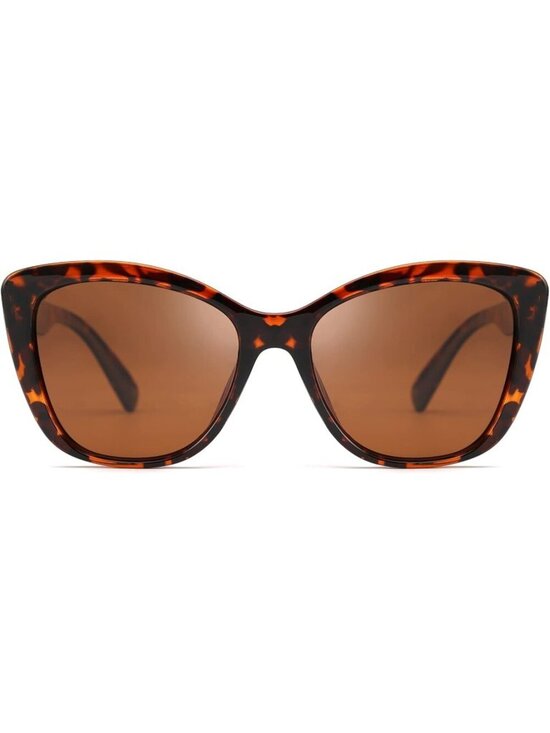 Accessories - Women's Brown Polarized Vintage Sunglasses American Square Jackie O Cat Eye